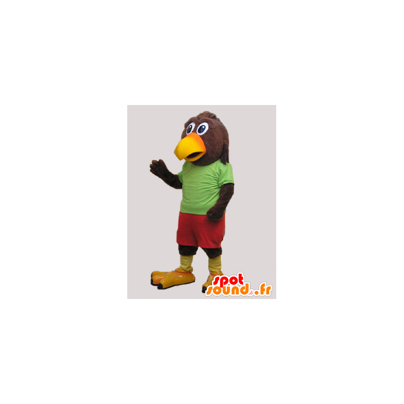 Braun und gelb Riesenvogel Maskottchen - MASFR032948 - Maskottchen der Vögel
