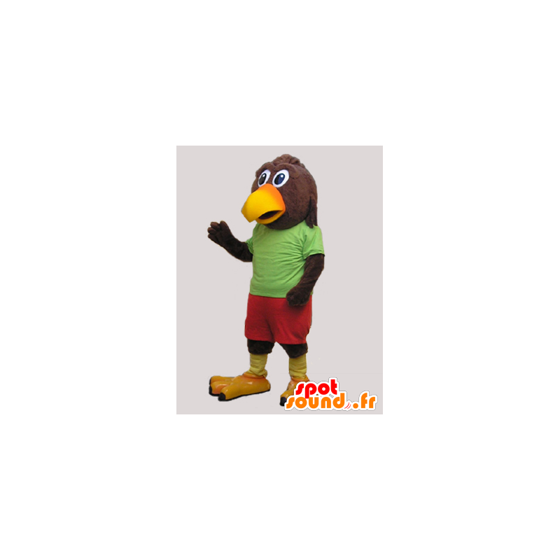 Mascotte d'oiseau géant marron et jaune - MASFR032948 - Mascotte d'oiseaux