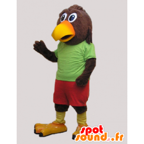 Marrom e amarelo gigante mascote pássaro - MASFR032948 - aves mascote