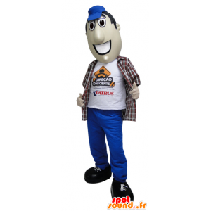 Mascotte d'homme en pantalon et casquette bleue - MASFR032949 - Mascottes Homme