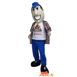 Man Mascot broek en blauwe dop - MASFR032949 - man Mascottes