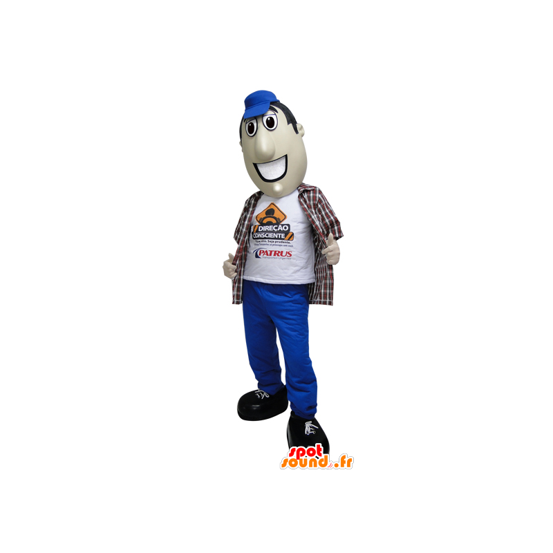 Man Mascot broek en blauwe dop - MASFR032949 - man Mascottes