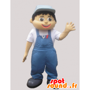 Mascot man in overalls and blue caps - MASFR032951 - Human mascots