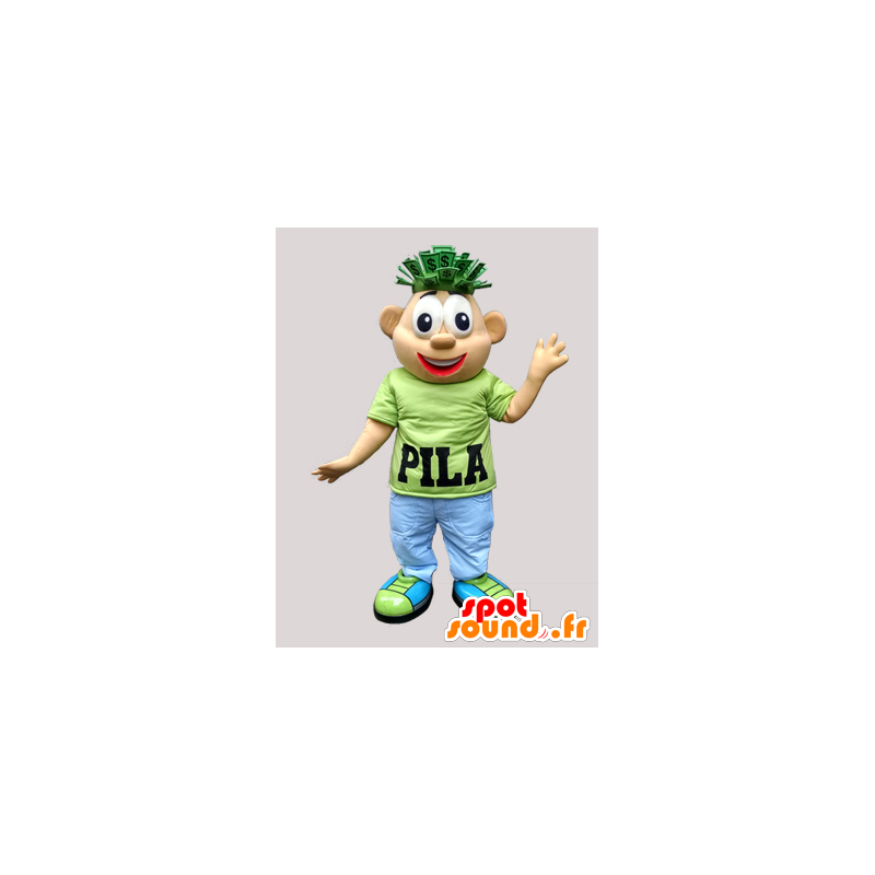 Mascotte de bonhomme en tenue coloré avec des dollars sur la tête - MASFR032954 - Mascottes Homme