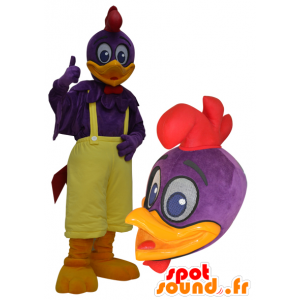 Gigante roxo e amarelo mascote pato - MASFR032960 - patos mascote