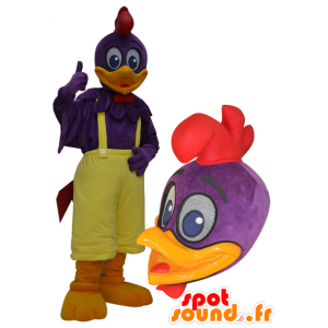 Purpurové a žluté obří kachna maskot - MASFR032960 - maskot kachny