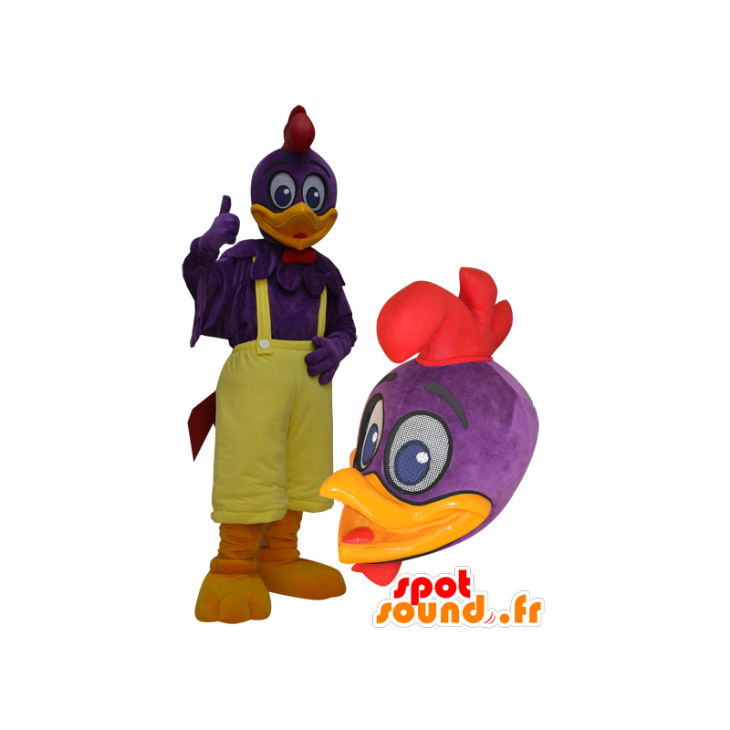 Gigante púrpura y amarillo de la mascota del pato - MASFR032960 - Mascota de los patos