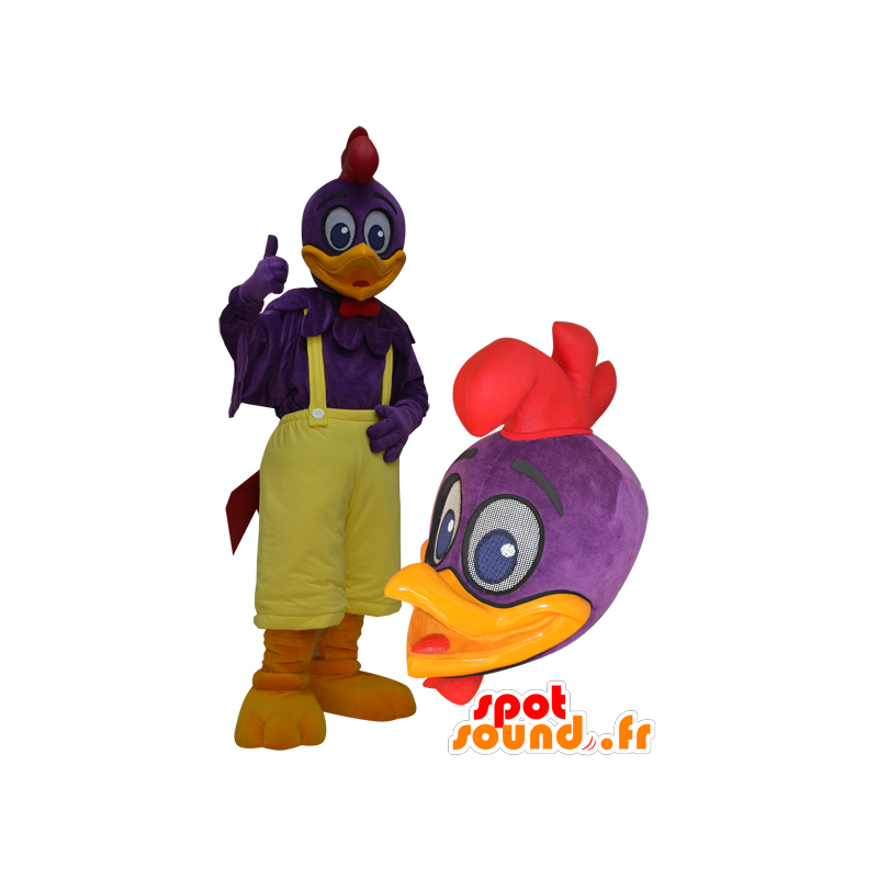 Gigante roxo e amarelo mascote pato - MASFR032960 - patos mascote