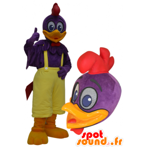 Gigante viola e giallo anatra mascotte - MASFR032960 - Mascotte di anatre