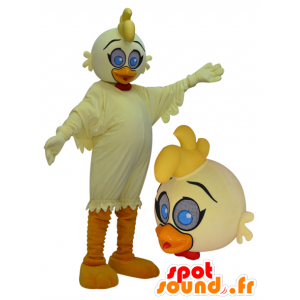 Yellow and orange giant duck mascot with blue eyes - MASFR032961 - Ducks mascot