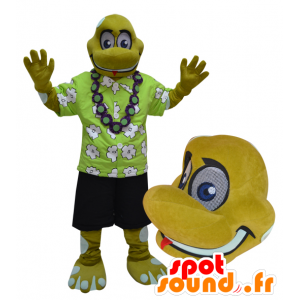 Mascot turtle, yellow reptile vacationer held - MASFR032962 - Mascots turtle