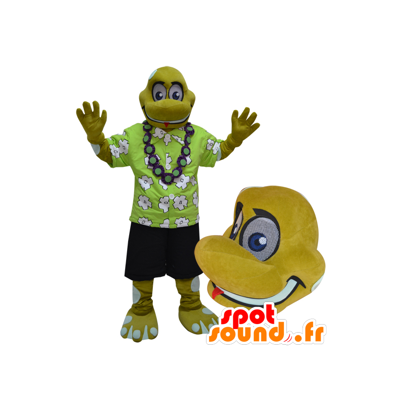 Mascot turtle, yellow reptile vacationer held - MASFR032962 - Mascots turtle