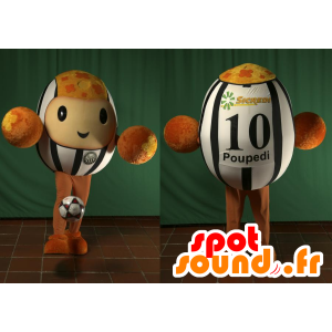 Balón de fútbol de la mascota marrón, blanco y negro - MASFR032964 - Mascotas de objetos