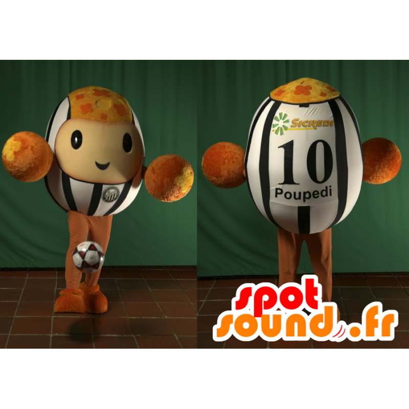 Bola de futebol mascote marrom, preto e branco - MASFR032964 - objetos mascotes