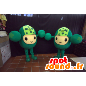 2 mascottes van alle groene mensen, grappige - MASFR032966 - man Mascottes