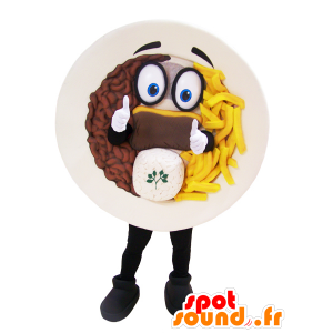 Mascotte d'assiette garnie steak frites - MASFR032967 - Mascottes Fast-Food