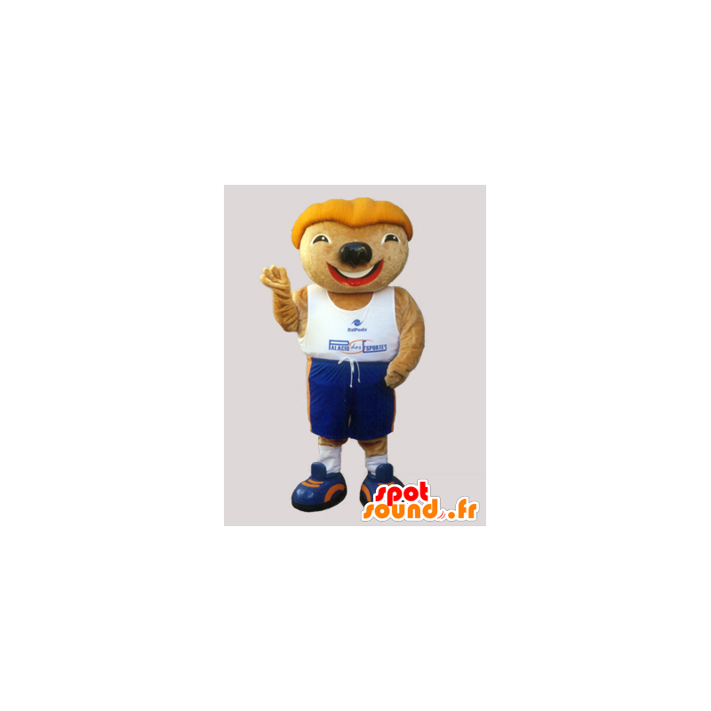 Rodent mascot with a funny head in sportswear - MASFR032969 - Sports mascot