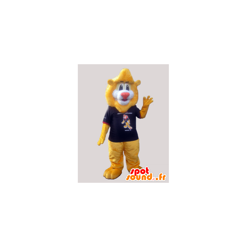 Groothandel Mascot gele leeuw met een pluizige overhemd - MASFR032972 - Lion Mascottes