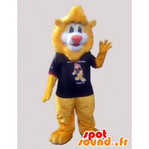 Gran mascota león amarillo suave con una camiseta - MASFR032972 - Mascotas de León