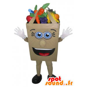 Maskottchen Papiertüte mit Obst und Gemüse gefüllt - MASFR032973 - Maskottchen von Objekten