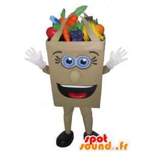 Saco de papel da mascote cheio de frutas e legumes - MASFR032973 - objetos mascotes