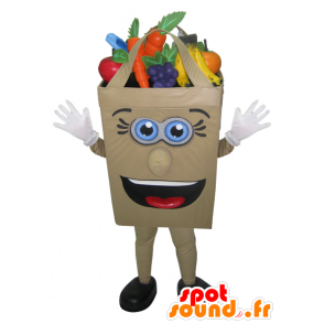 Papieren zak Mascot gevuld met groenten en fruit - MASFR032973 - mascottes objecten