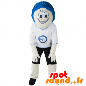 Snowman maskot med blått hår och sportkläder - Spotsound maskot