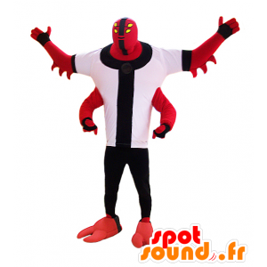 Mascote criatura, monstro vermelho, com quatro braços - MASFR032978 - mascotes monstros
