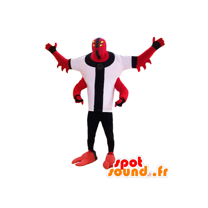 Creatura mascotte, mostro rosso con quattro braccia - MASFR032978 - Mascotte di mostri