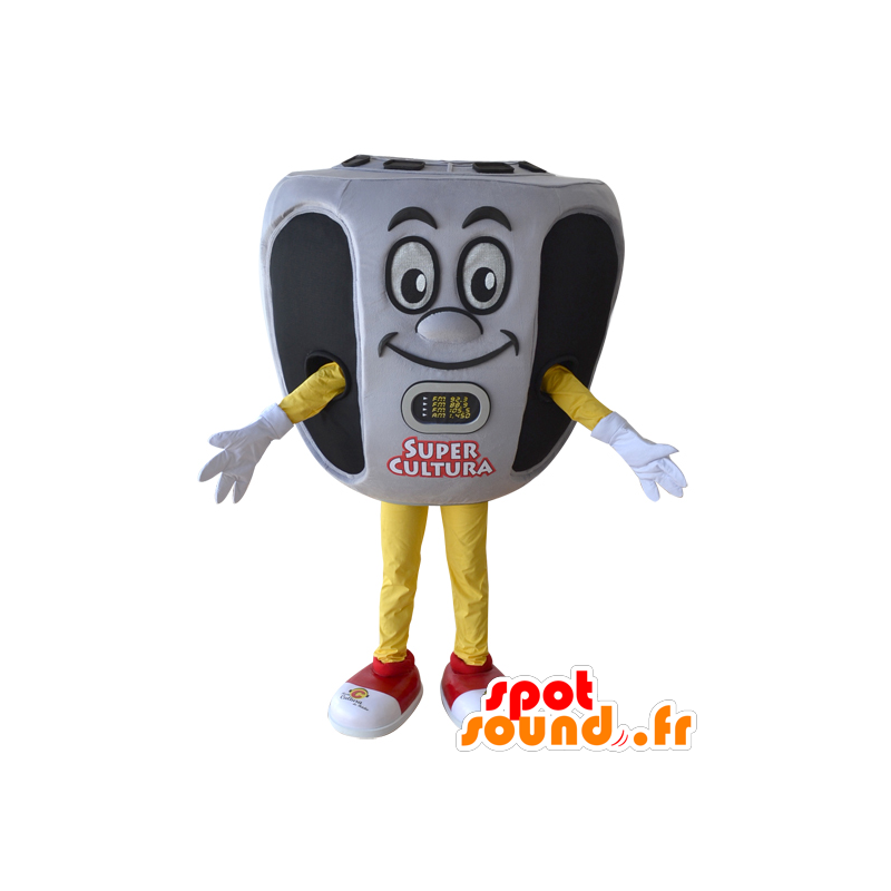 Mascotte de radio, de poste de musique gris et noir - MASFR032981 - Mascottes d'objets