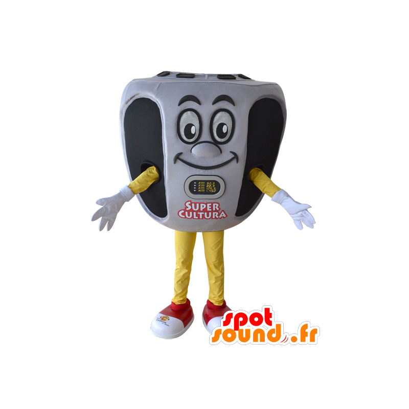 Radio mascot, post gray and black music - MASFR032981 - Mascots of objects
