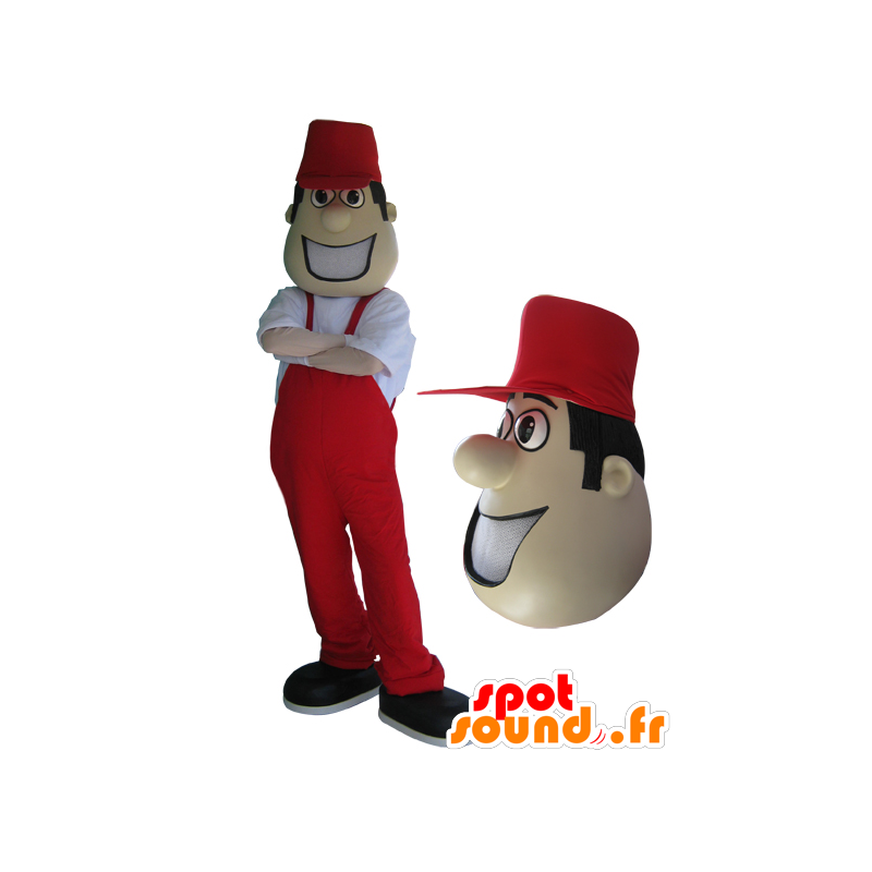 Mascotte uomo in tuta e berretto rosso. - MASFR032982 - Umani mascotte