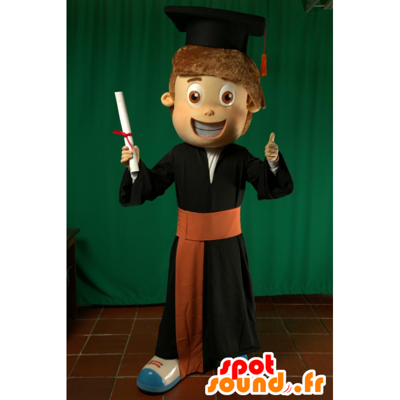 Mascotte de jeune diplômé avec sa toque et sa toge - MASFR032985 - Mascottes Humaines