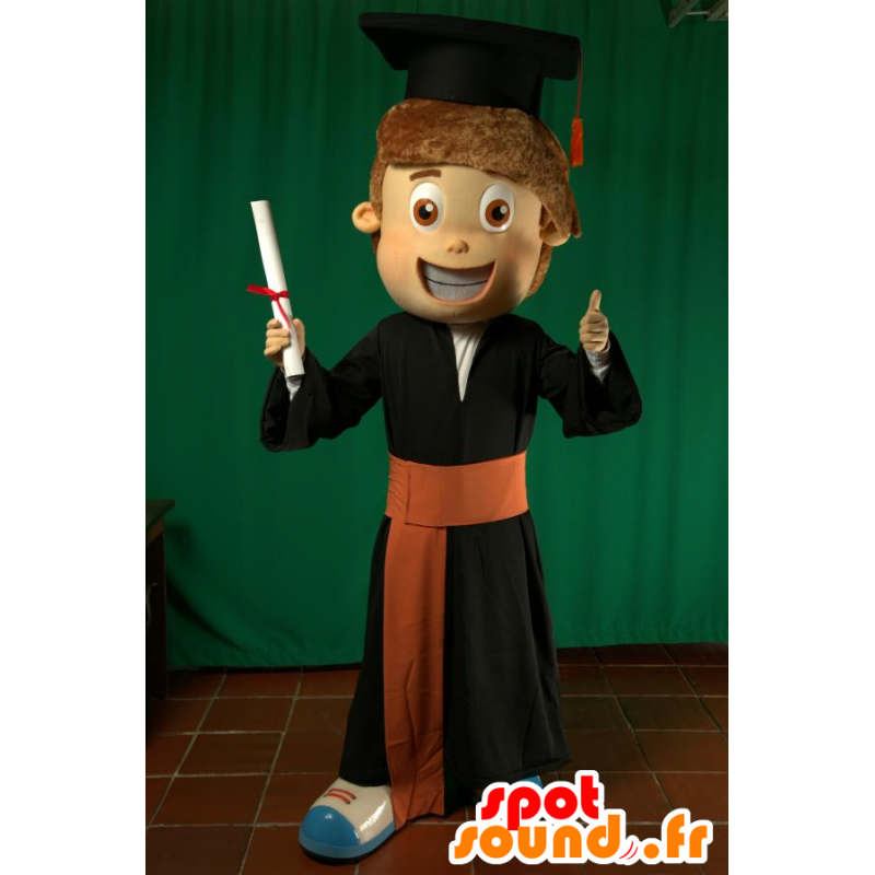 Ung examen maskot med sin keps och klänning - Spotsound maskot
