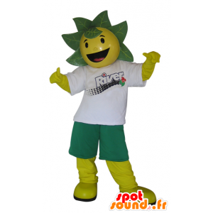 Mascota del hombre amarillo y verde con las hojas en la cabeza - MASFR032987 - Mascotas de plantas