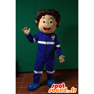 Mascotte d'ambulancier, de secouriste habillé en uniforme bleu - MASFR032993 - Mascottes Humaines