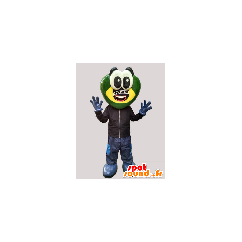 Mascot futuristisch kikker, groen en geel schepsel - MASFR032995 - Kikker Mascot