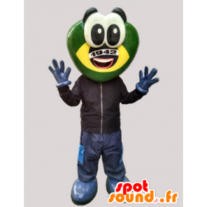Futuristico rana mascotte, verde e giallo creatura - MASFR032995 - Rana mascotte