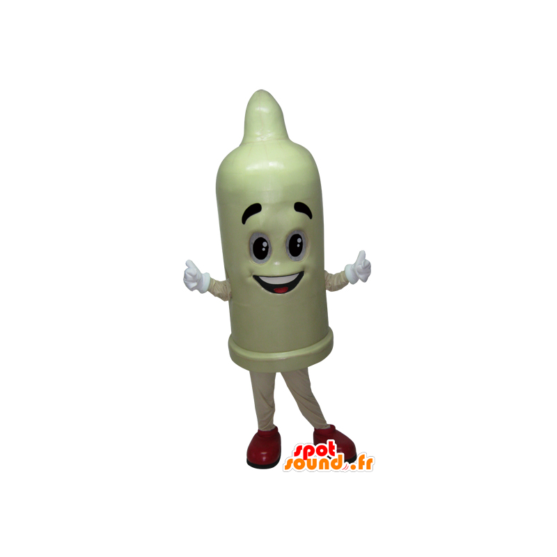 White giant condom mascot with a smile - MASFR032996 - Mascots of objects