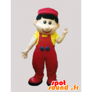 mascotte de petit bonhomme en salopette et casquette - MASFR032999 - Mascottes Homme