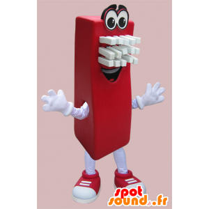Mascote escova vermelha e branca retangular sorrindo - MASFR033000 - objetos mascotes