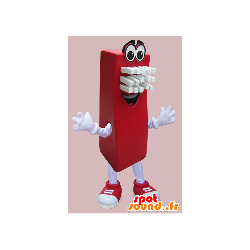 Mascote escova vermelha e branca retangular sorrindo - MASFR033000 - objetos mascotes