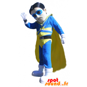 Mascot superhero vigilante blauwe en gele outfit - MASFR033001 - superheld mascotte