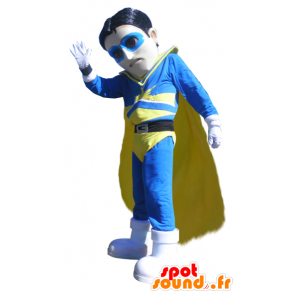 Mascot superhero vigilante in blue outfit and yellow - MASFR033001 - Superhero mascot