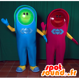 2 mascots, a red light and a green light - MASFR033003 - Mascots of objects