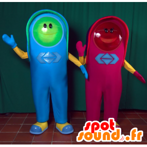 2 mascots, a red light and a green light - MASFR033003 - Mascots of objects