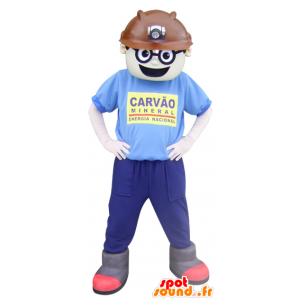 Mascot mann, arbeider med en hard hat - MASFR033009 - Man Maskoter