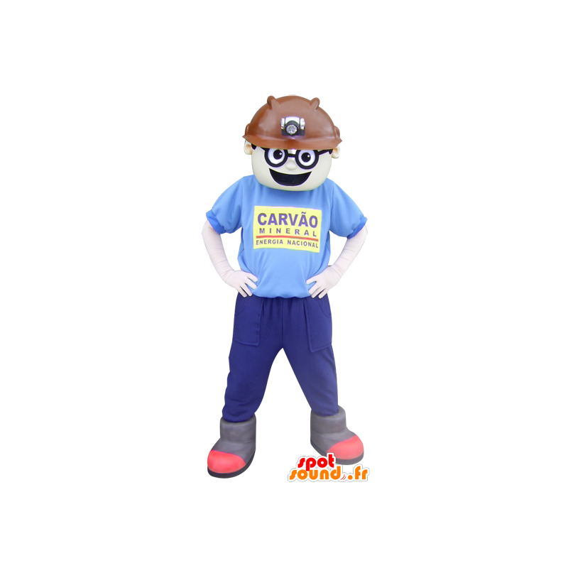 Mascotte d'homme, d'ouvrier avec un casque de chantier - MASFR033009 - Mascottes Homme