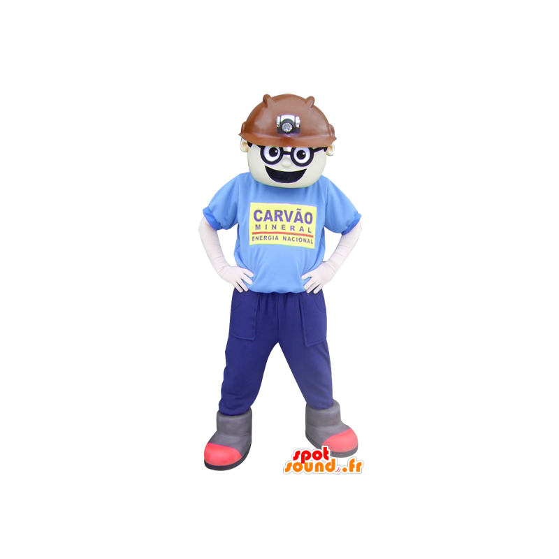 Mascot man, werknemer met een harde hoed - MASFR033009 - man Mascottes