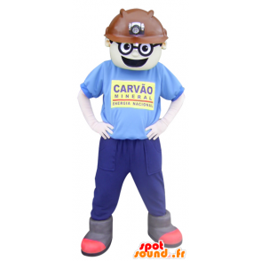 Mascot mann, arbeider med en hard hat - MASFR033009 - Man Maskoter